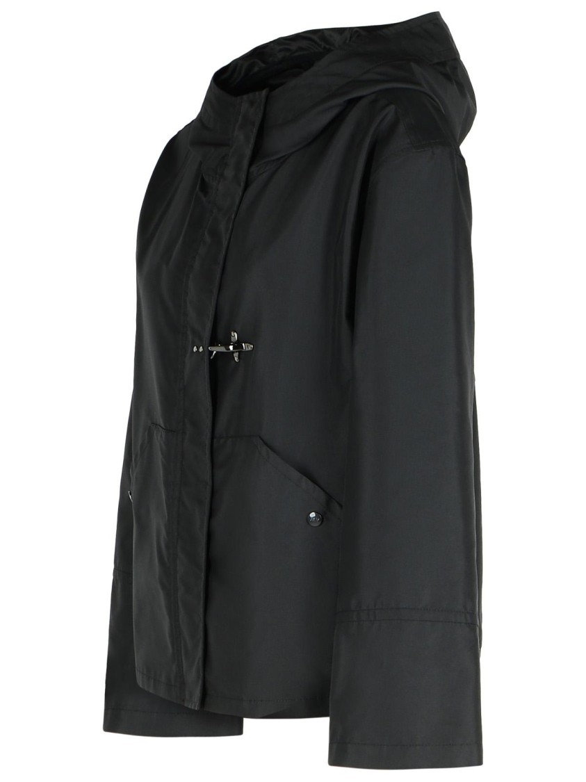 Fay Hooded Jacket Polyamide Front Pockets In Black