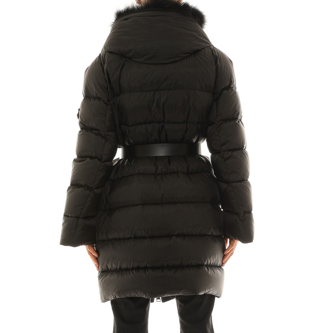 Ermanno Scervino Long Down Jacket With Hood In Black Nylon In Black