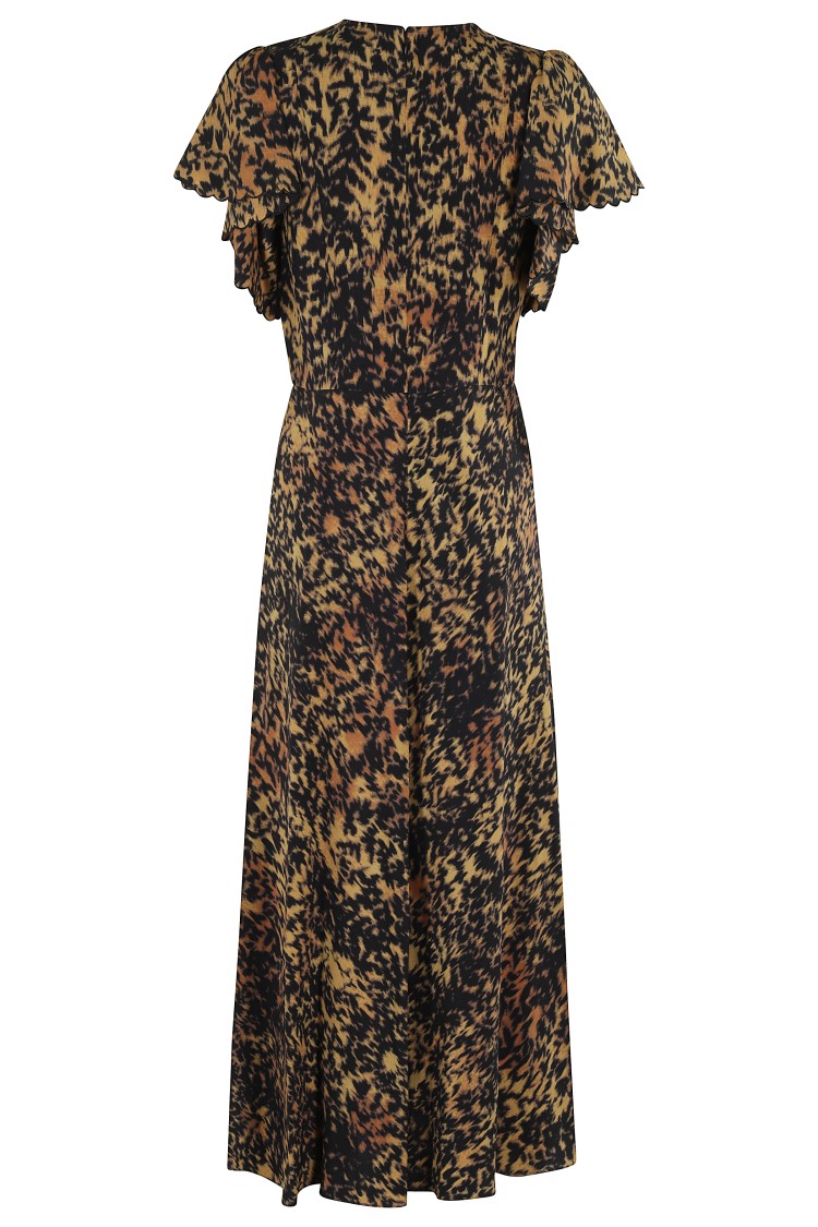Ulla Johnson Blithe Flutter Sleeve Midi Dress In Brown