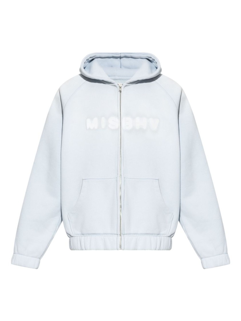 Misbhv Blue Zip-up Sweatshirt With Cozy Hood
