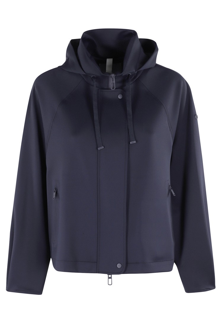 Duno Short Technical Jacket With Adjustable Hood In Blue