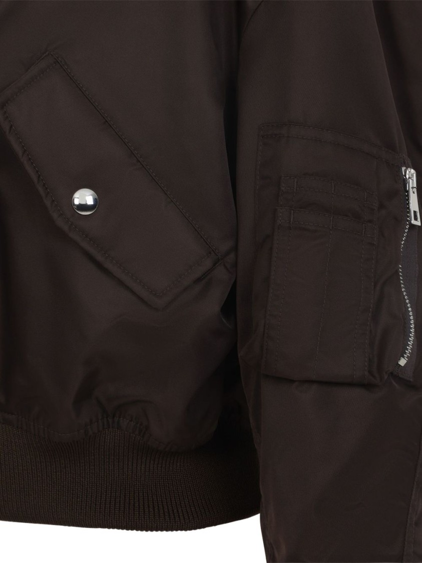 Givenchy Cropped Bomber Jacket With High Collar And Front Zip Closure In Brown