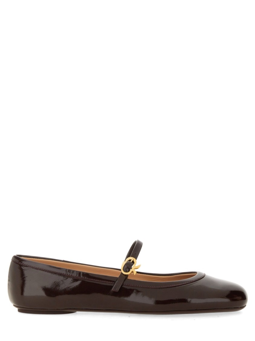 Shop Gianvito Rossi "carla" Dancer Brown Ballet Flats In Burgundy