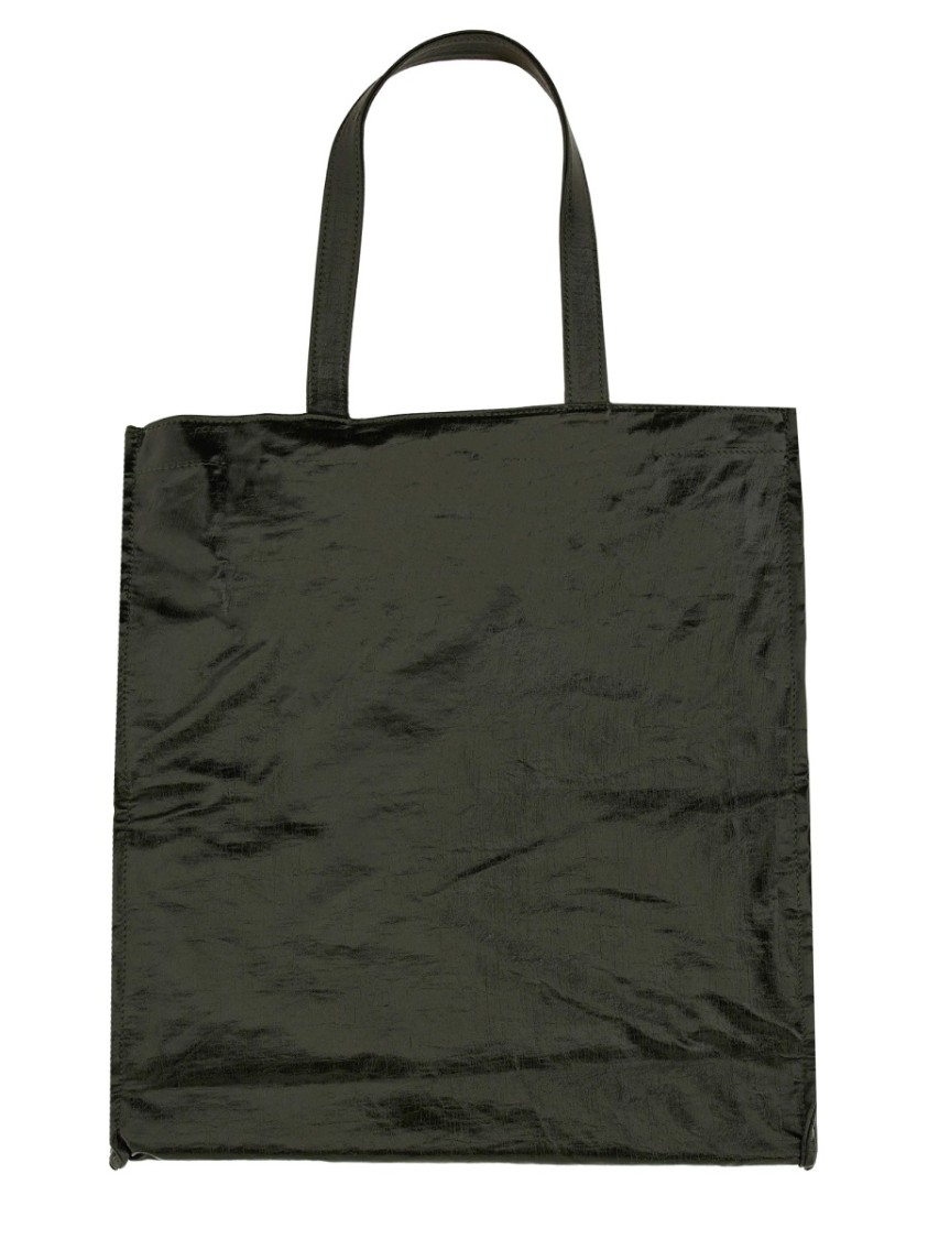 Uma Wang Black Tote With Crinkled Texture And Spacious Interior In Brown