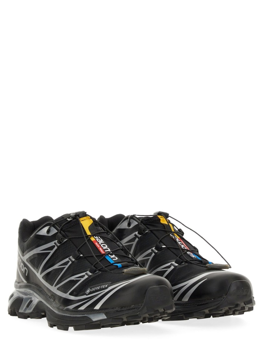 Salomon Mens Black Black Silver Xt-6 Gtx Quick-lace Mesh Low-top Trainers In Black