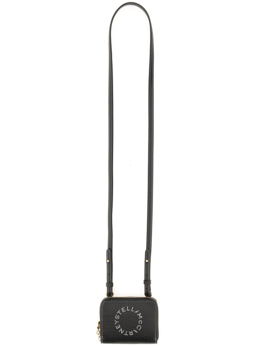 Stella Mccartney Wallet With Shoulder Strap In Black