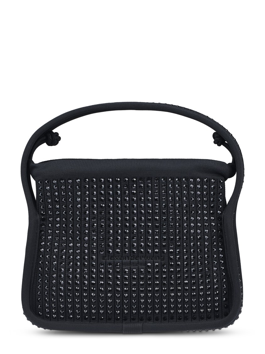 Alexander Wang Compact Textured Black Bag With Metallic Studs In Black