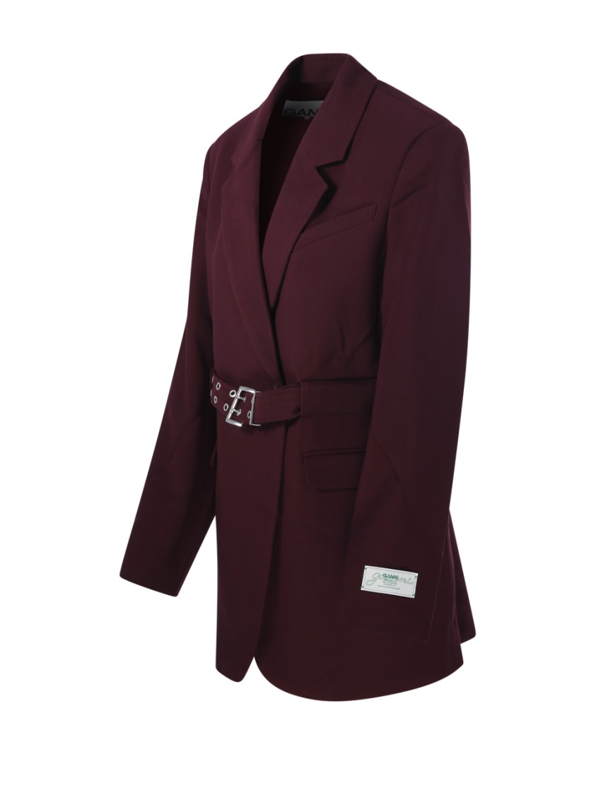 Ganni Future Twill Suiting Blazer In Red