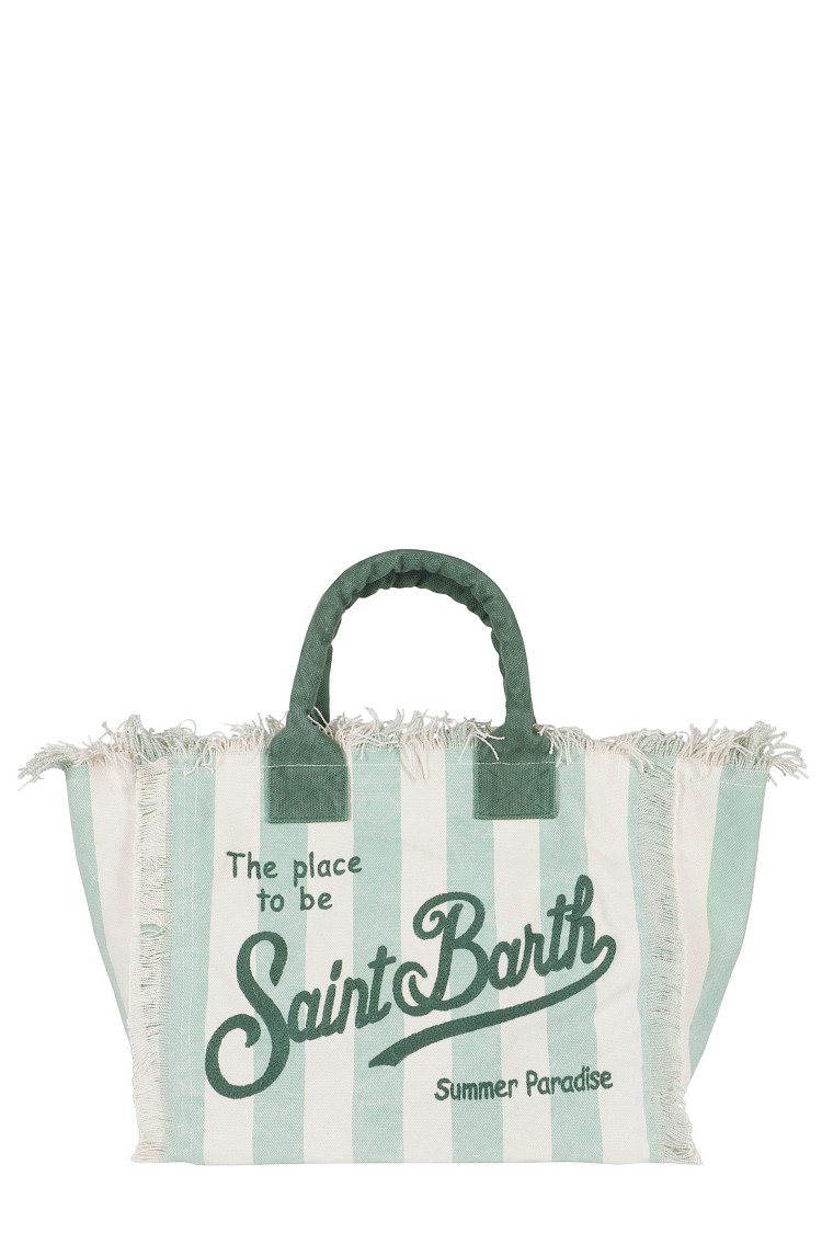 Mc2 Saint Barth Striped Canvas Vanity Bag With Double Handles And Zip Closure