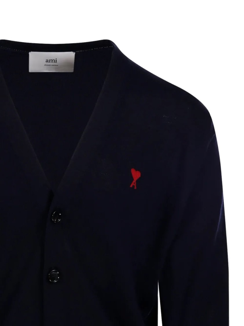 Ami Alexandre Mattiussi Ami Classic V-neck Cardigan With Button-down Front In Black