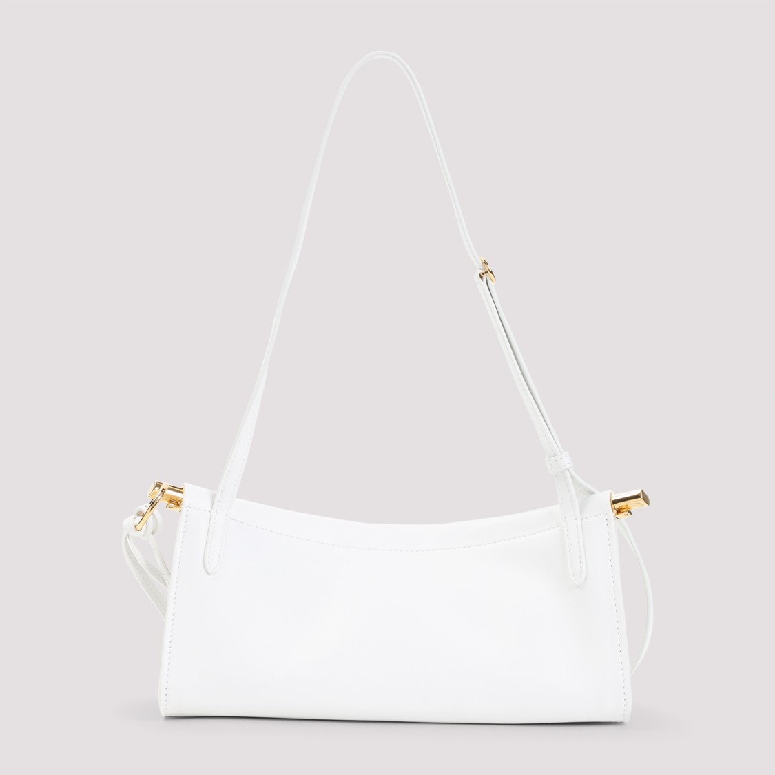 Shop Alaïa Calf Leather Shoulder Bag With Adjustable Strap In White