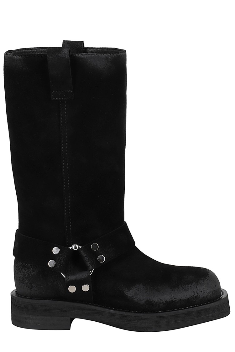 3juin Demi Boot With Vintage Effect And Metal Detail In Black