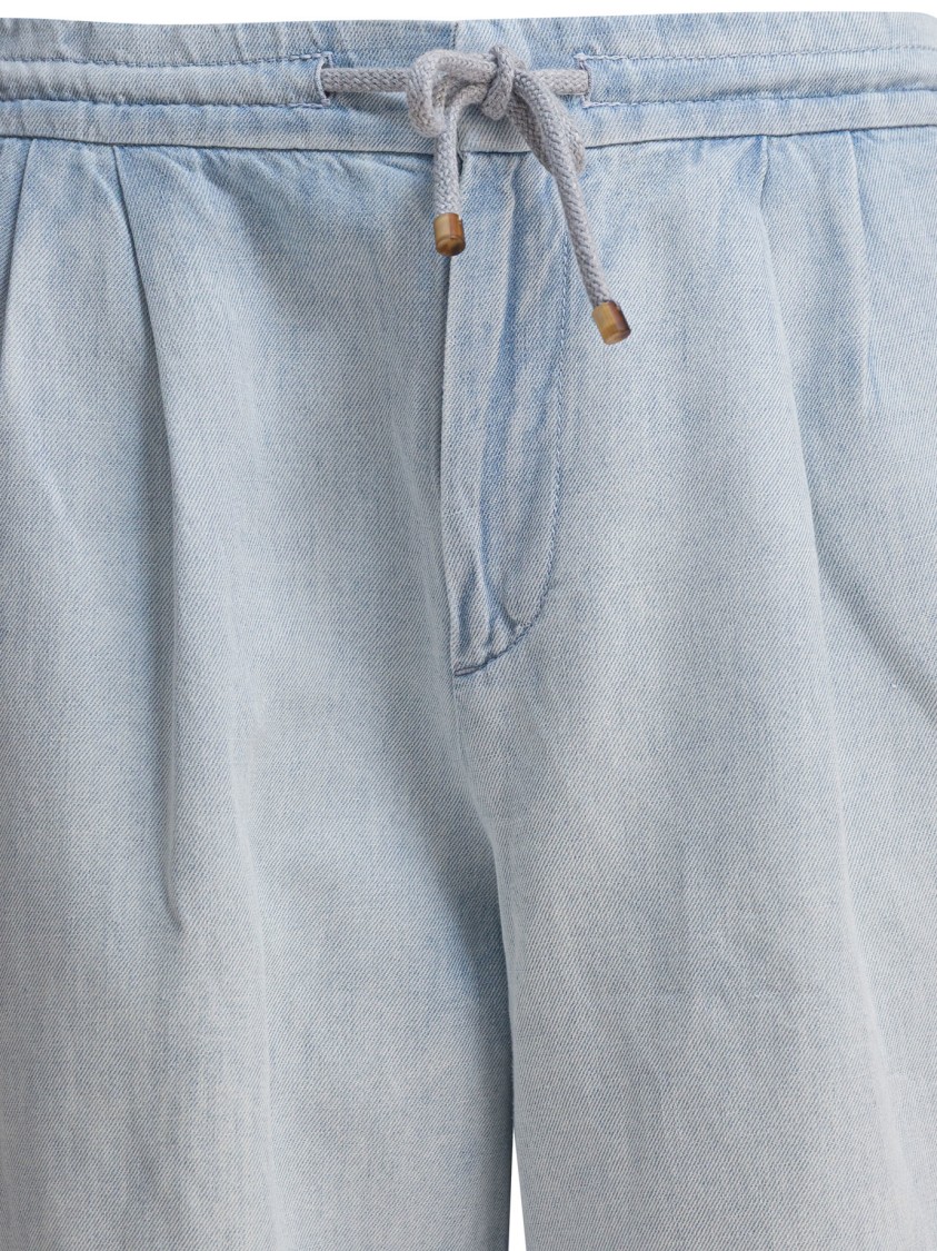 Brunello Cucinelli Light Blue Relaxed-fit Trousers In Blue