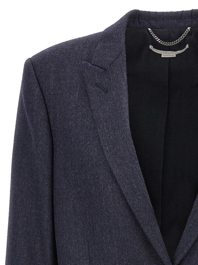 Stella Mccartney Tailored Grey Wool Flannel Blazer In Blue