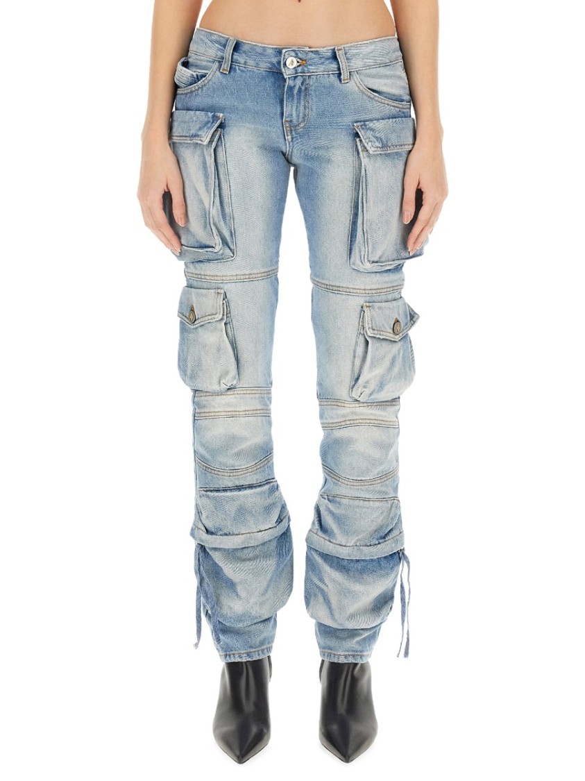 Attico Essie Flared Cargo Pants In Blue