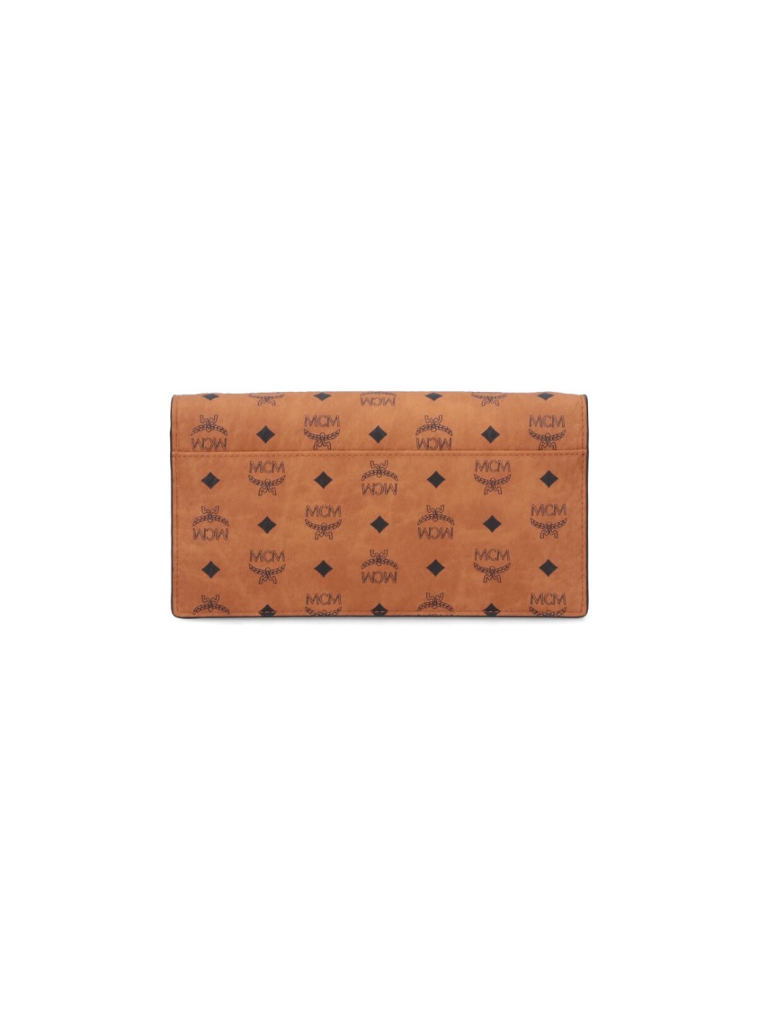 Mcm Large Wallet With Adjustable Shoulder Strap In Brown