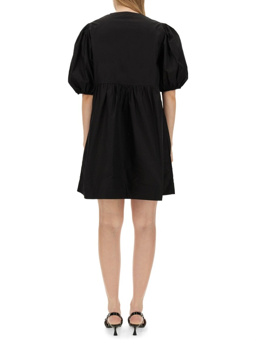 Ganni Tie String Mini Dress In Black