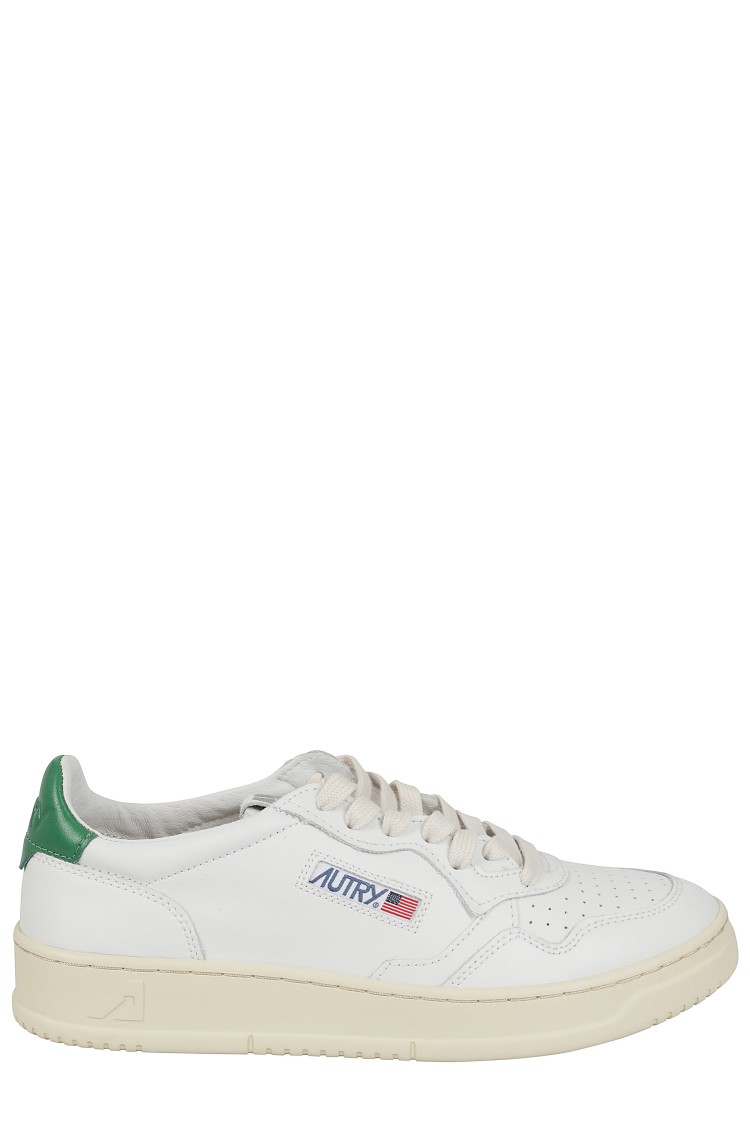 Autry Low-top Leather Sneakers With Perforated Upper And Contrasting Sole In White