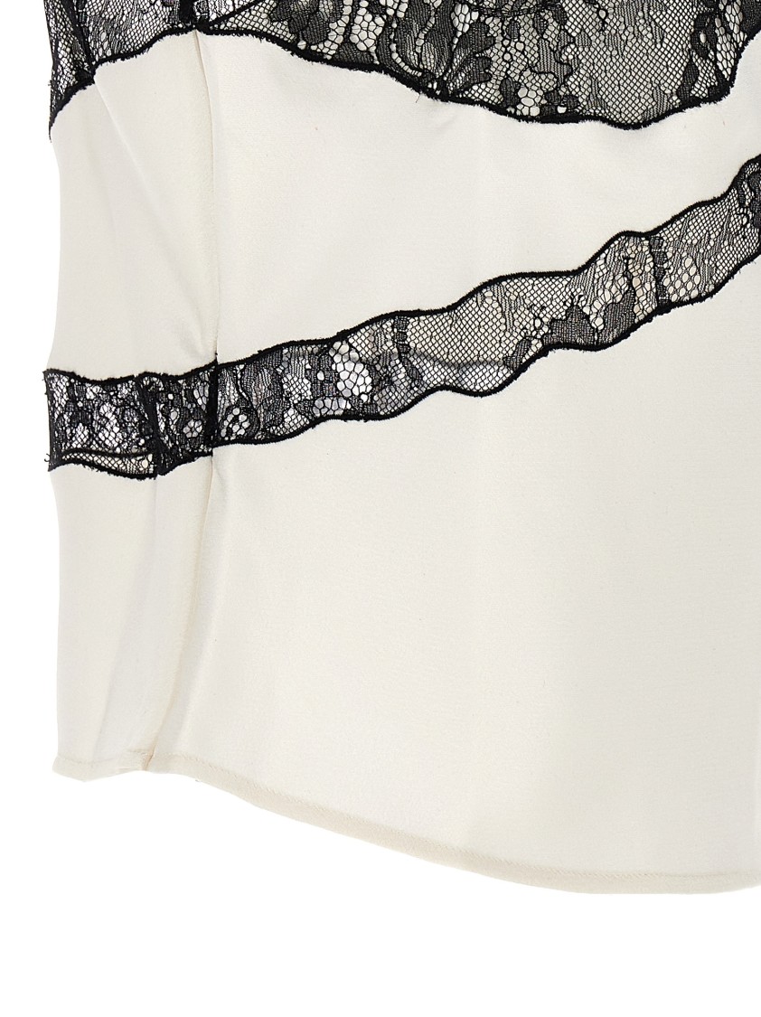 The Andamane Narcisa Lace Trim Cropped Top In White