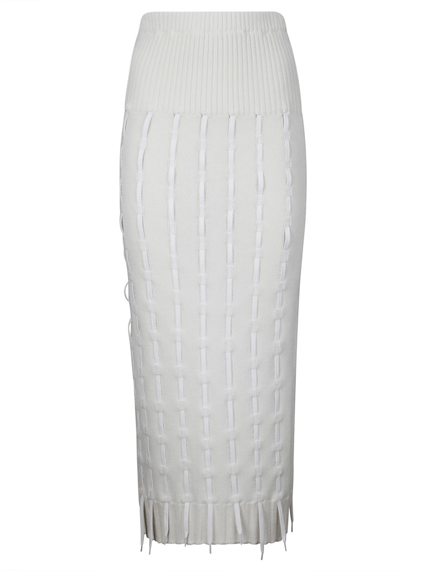 Institution Elegant High-waisted Wool Skirt In White