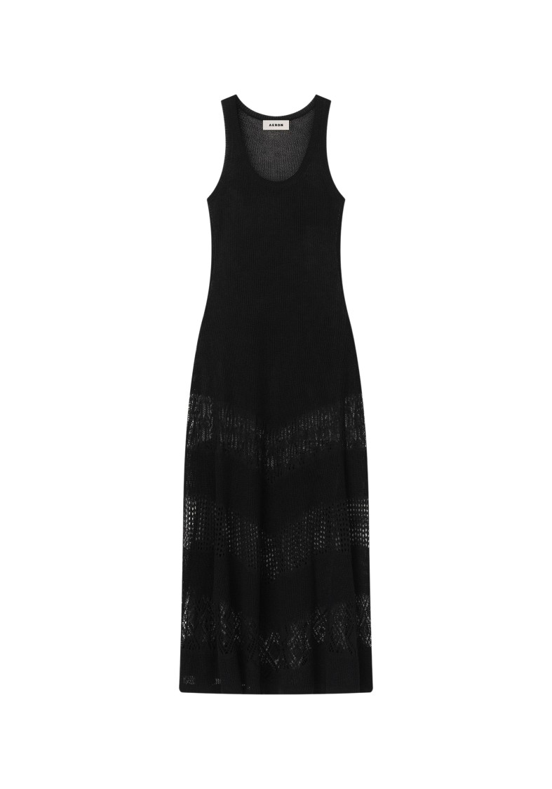 Shop Aeron Shirley - Lace Knit Maxi Dress In Black