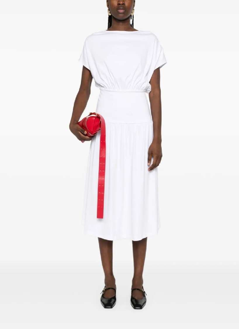 Fabiana Filippi Relaxed Silhouette Midi Dress With Cinched Waist In White