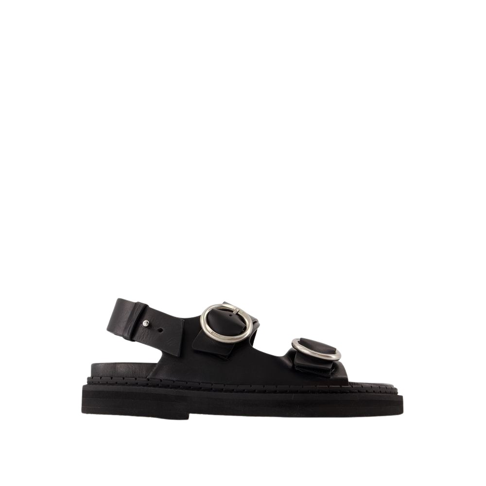 【関税込み】Fussbet Sandals - AMI Paris - Leather - Black Ami Alexandre Mattiussi Ami Fussbet Sandals - Leather
