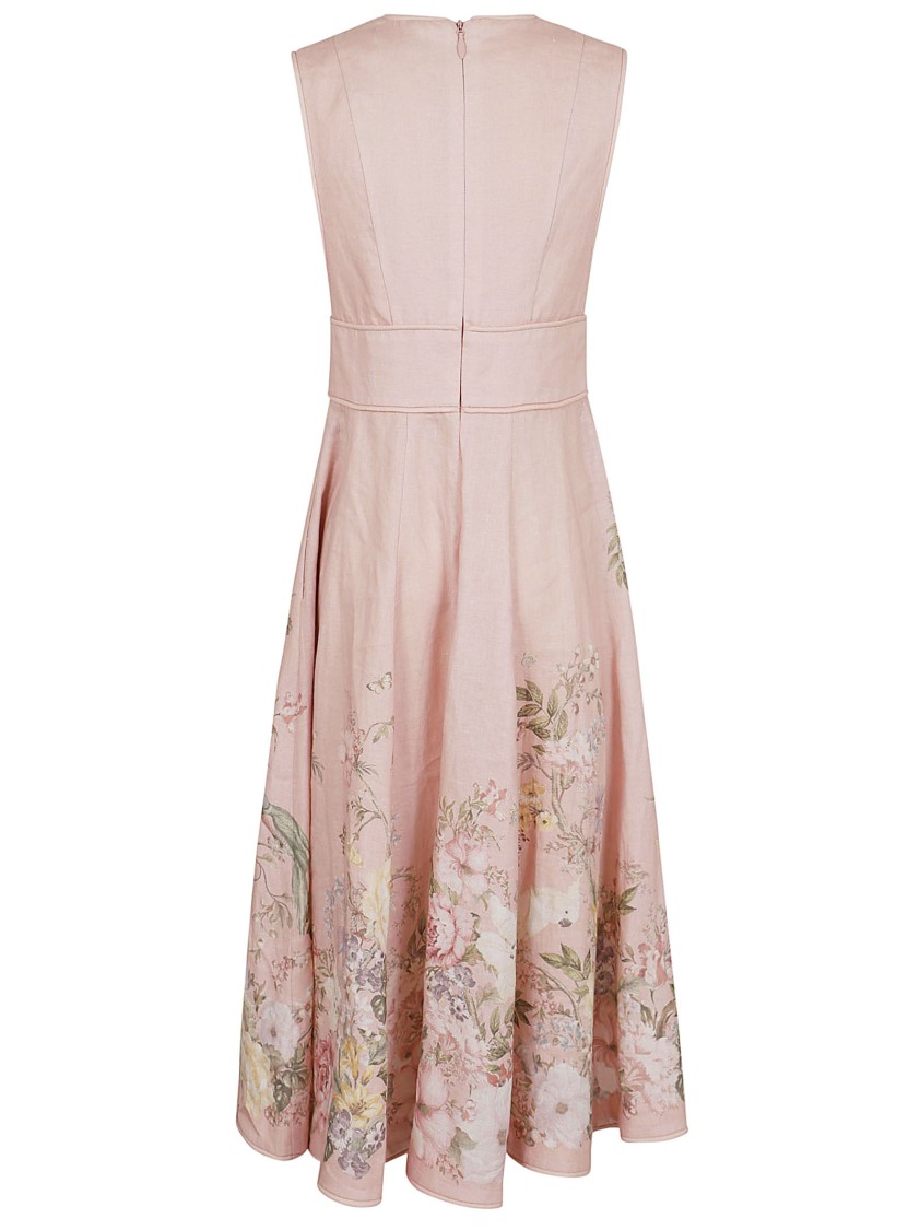 Shop Zimmermann Waverly Plunge Midi Dress In Pink