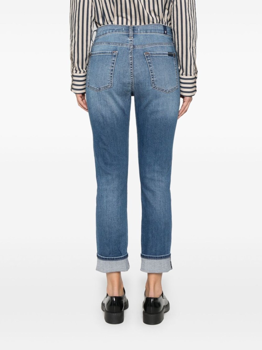 Seven Indigo Blue Jeans With Whiskering Effect And Classic Design