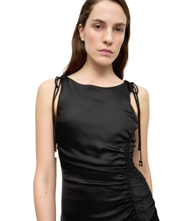 オールインワン・サロペット Ganni Satin Black Long Dress Ganni Double Satin String Long Dress - Black | Garmentory