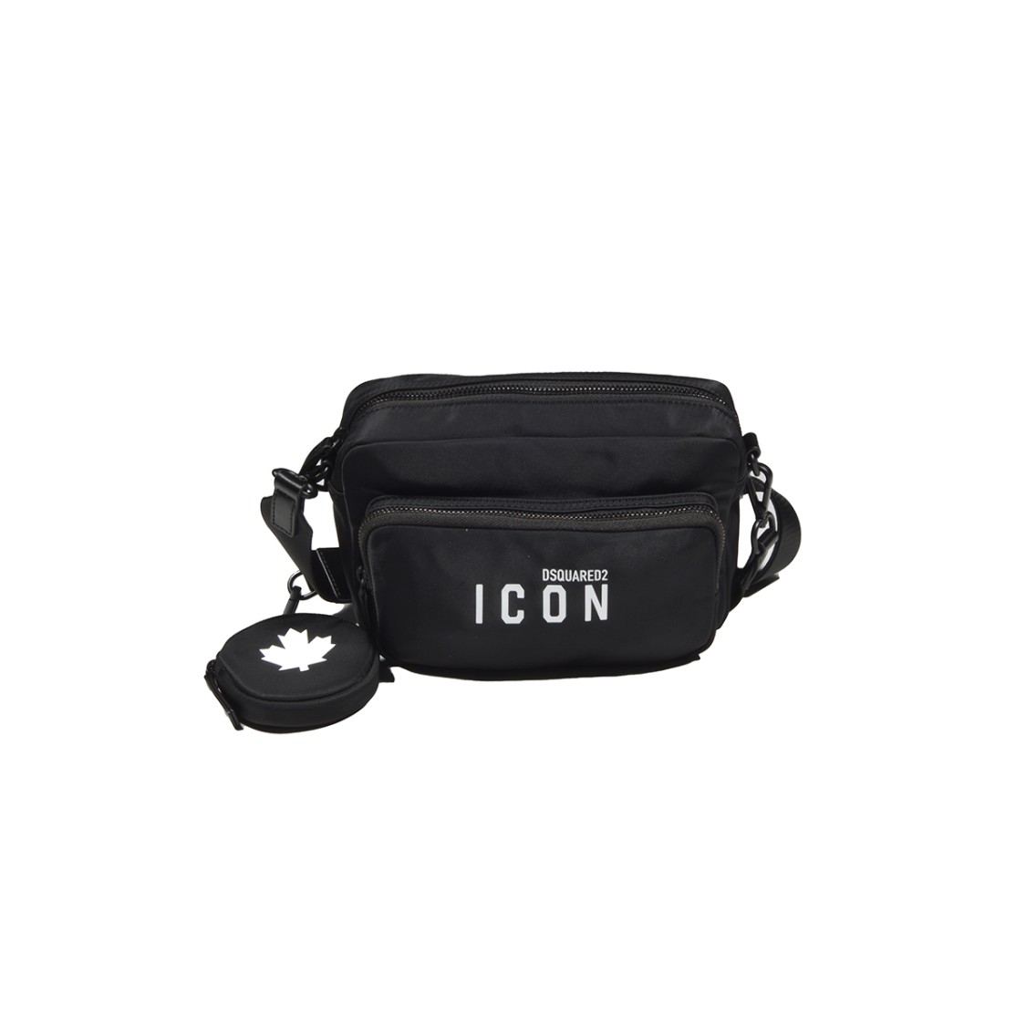 Dsquared2 Square Crossbody Bag In Glossy Black Nylon In Black