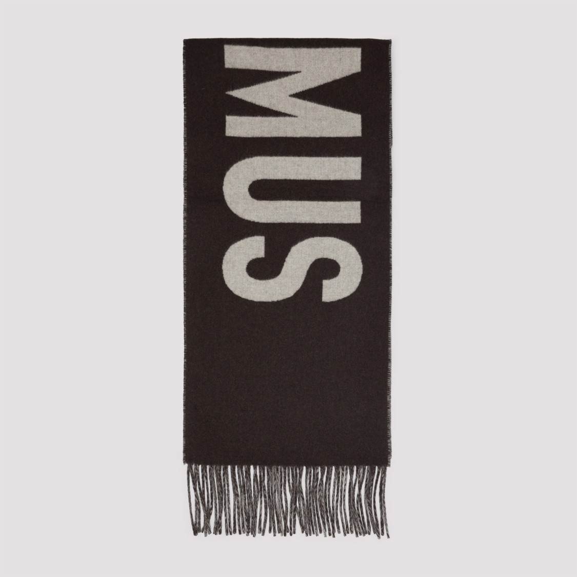Jacquemus Textured Brown Wool Scarf In Black