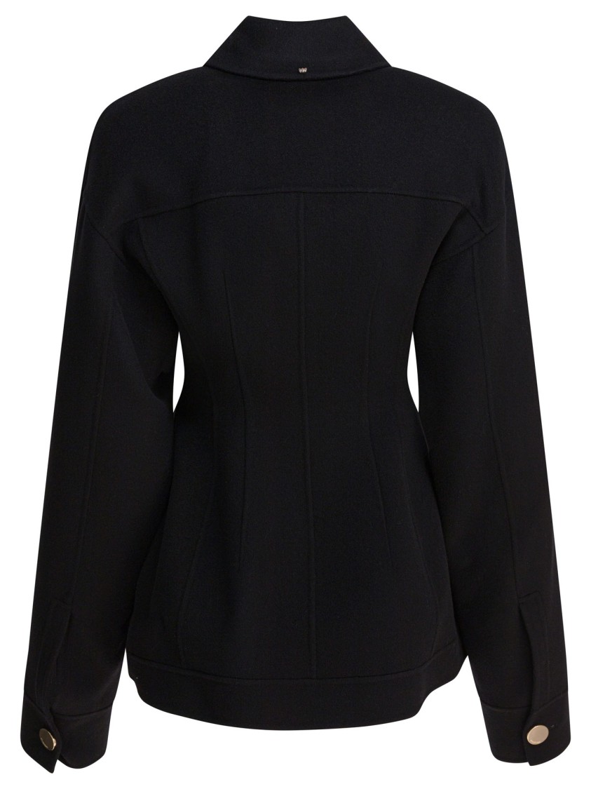 Max Mara Tailored Wool Jacket With Structured Collar In Black