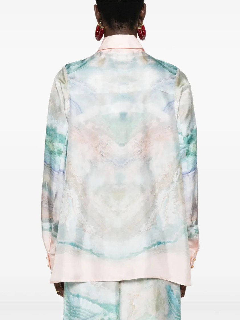 Zimmermann Womens Illuminate Printed Relaxed-fit Silk Shirt Blue Agate Xl