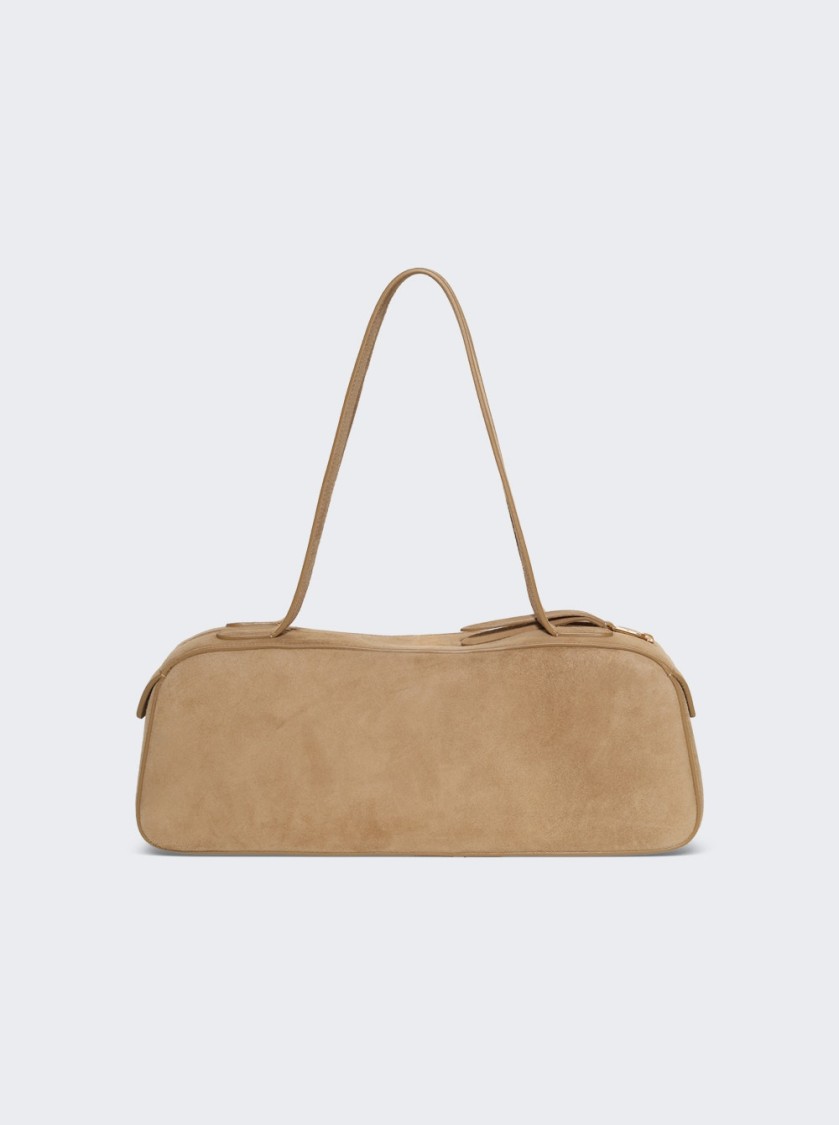Khaite Sleek Suede Kid Leather Shoulder Bag In Neutrals