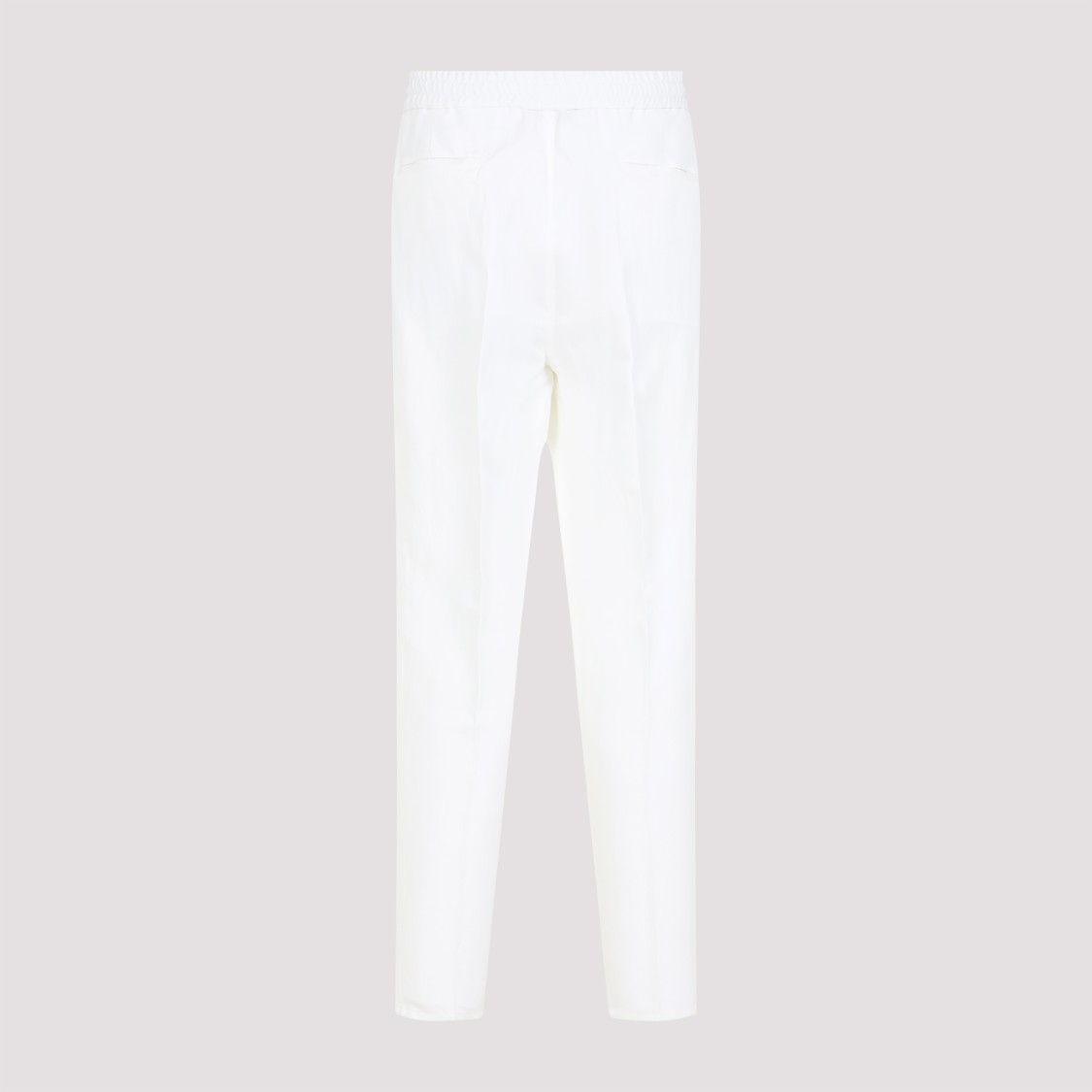 Brunello Cucinelli Linen Blend Drawstring Trousers In White