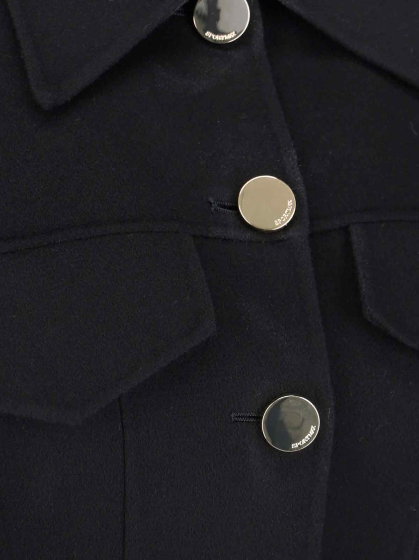 Sportmax Structured Caban Jacket In Virgin Wool In Blue