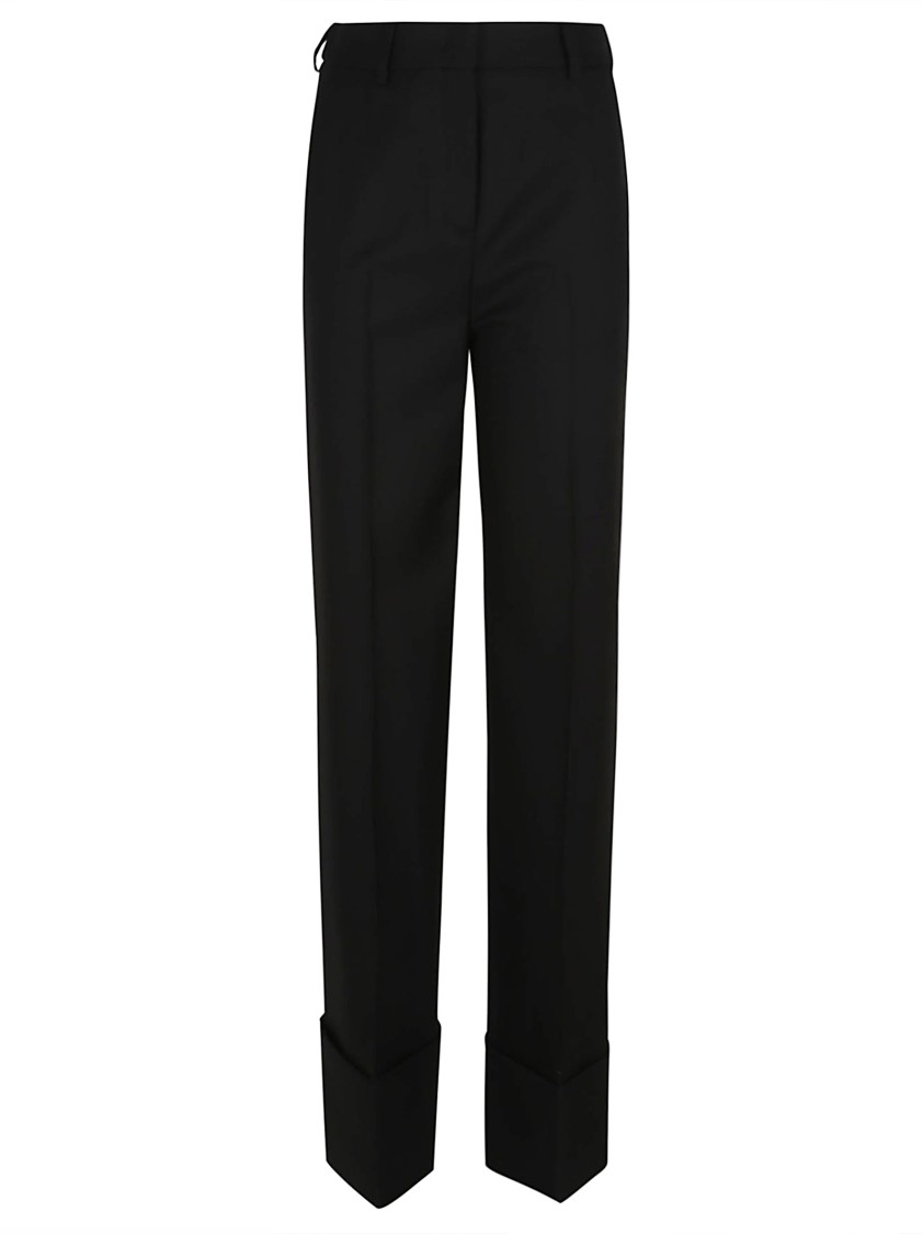 Valentino Garavani Tailored Virgin Wool Trousers With Turn-ups In Black