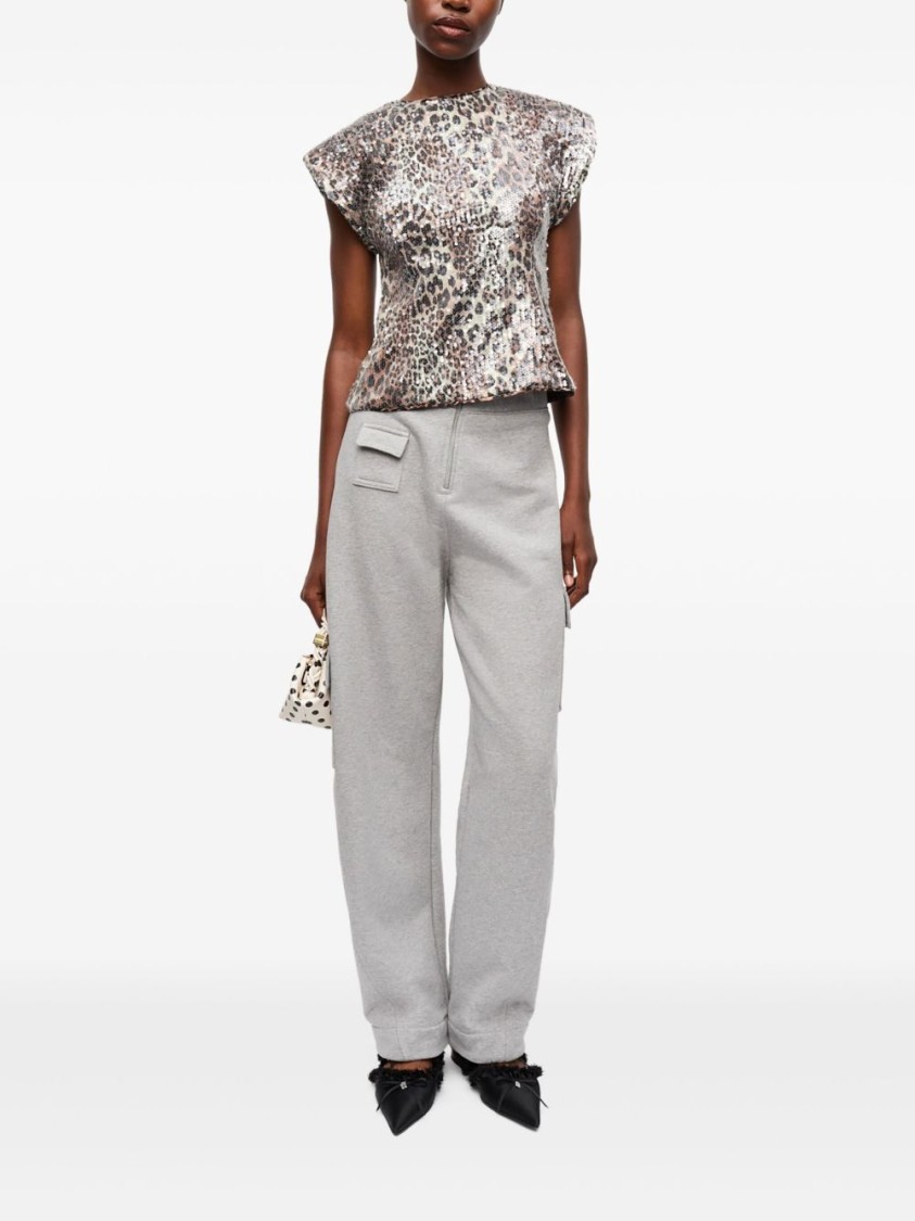 Shop Ganni Multicolour Leopard Print Shirt With Sequins In Multicolor