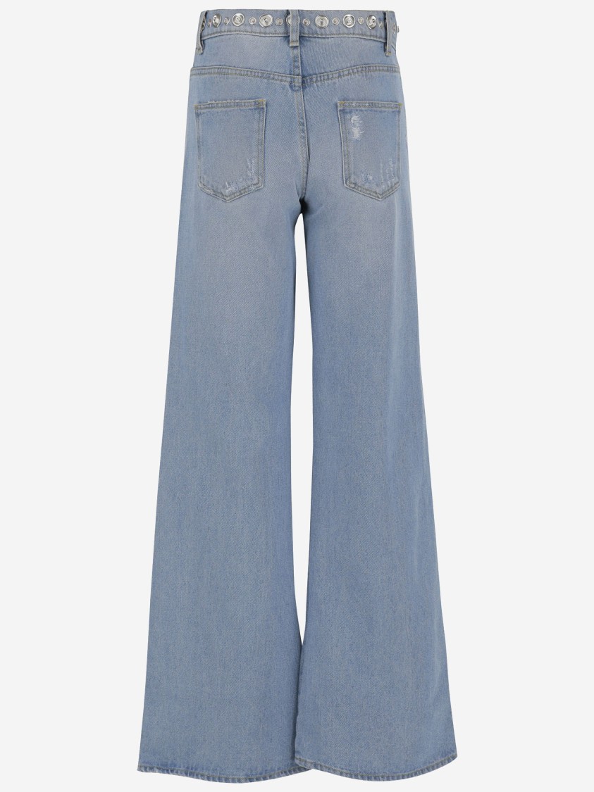 Shop Coperni Cotton Denim Jeans With Studs In Blue