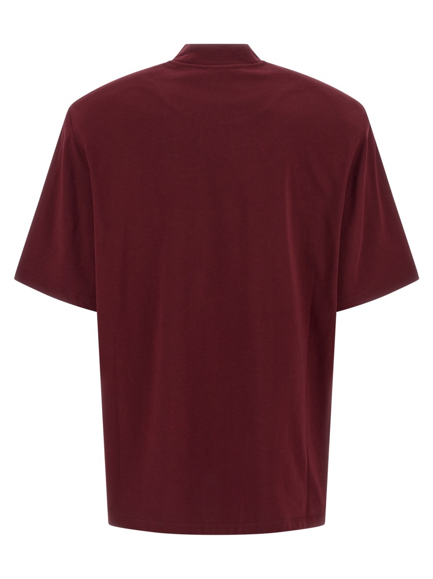 Attico Crewneck Mock Neck Logo Embroidered Top In Burgundy