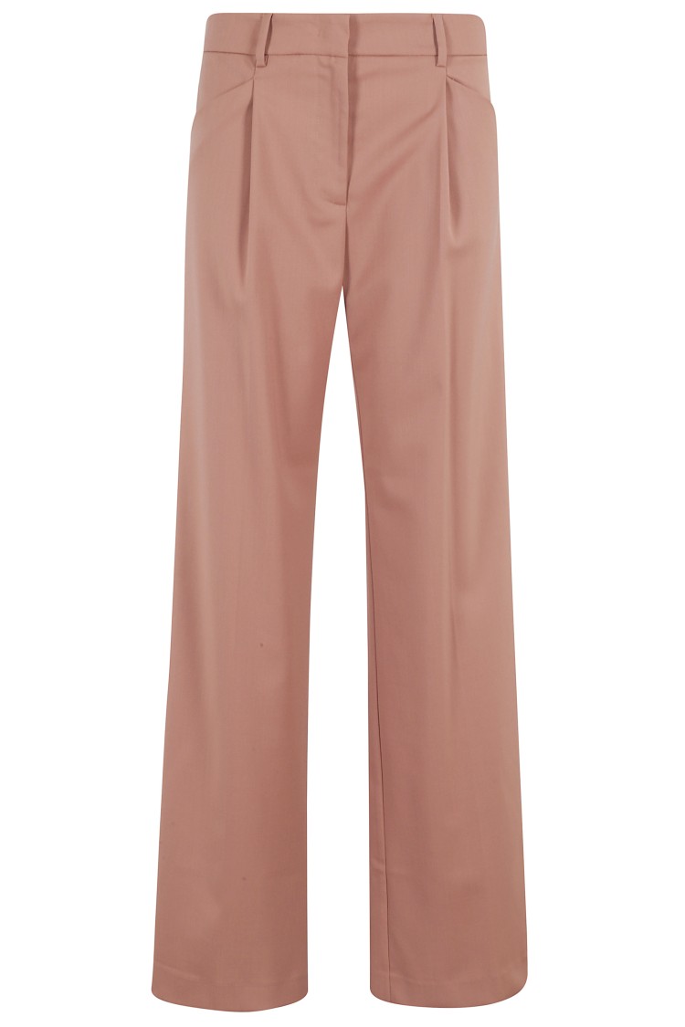 The Andamane Wide-leg Trousers With Front Pleats And Belt Loops In Pink