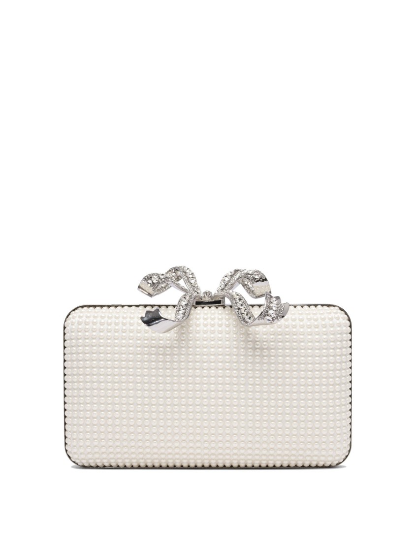 Self-portrait Textured Pearl-like White Clutch