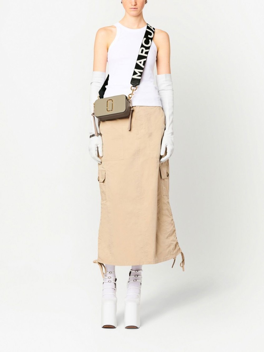 Marc Jacobs Rectangular Green Shoulder Bag With Gold-tone Accents In Neutral