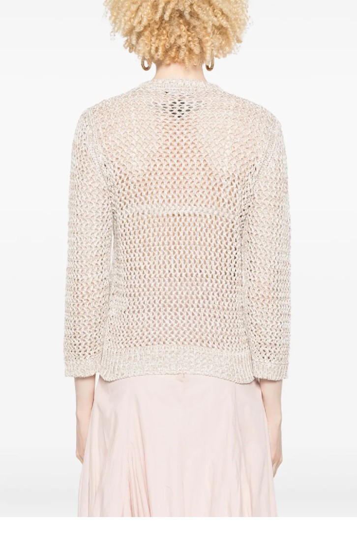 Fabiana Filippi Open Weave Knit Sweater With Relaxed Fit In White
