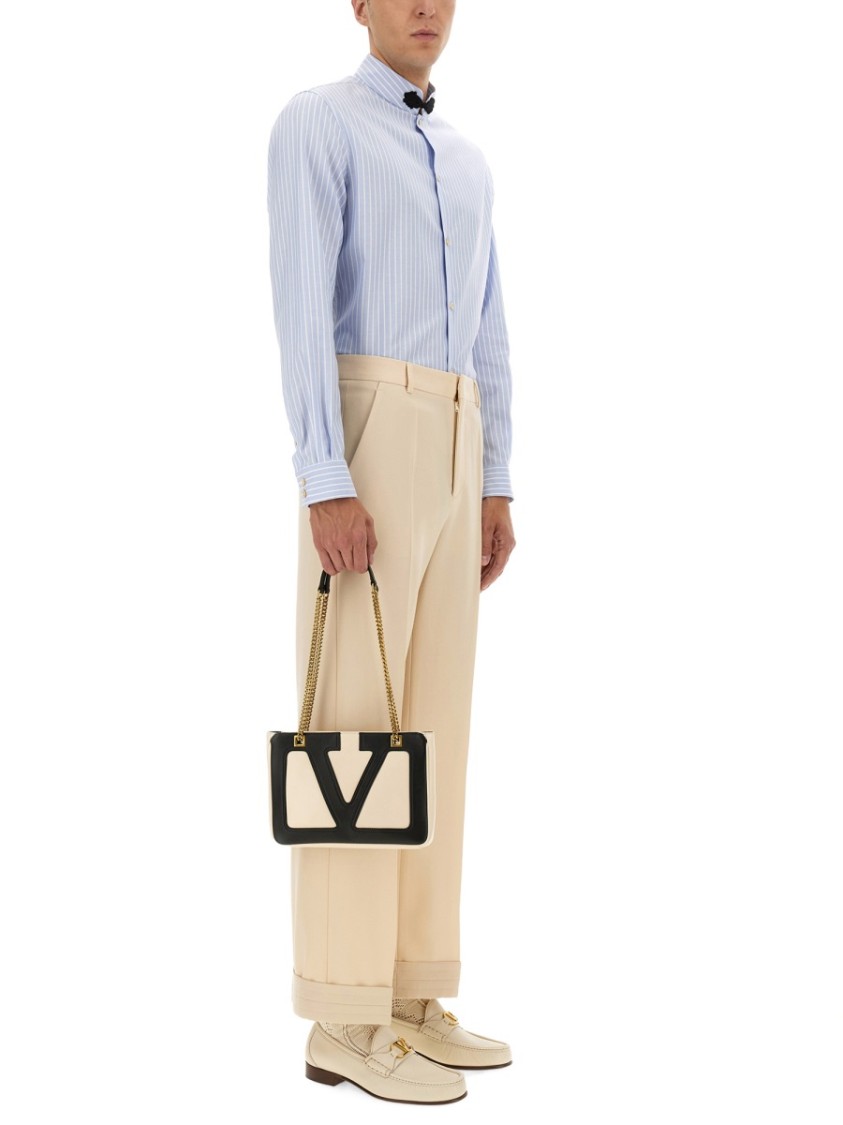 Tシャツ・カットソー VALENTINO COTTON OXFORD SHIRT WITH TOGGLE (7V3ABSI0AL0 043) Valentino Cotton Oxford Shirt With Toggle Closure Casual
