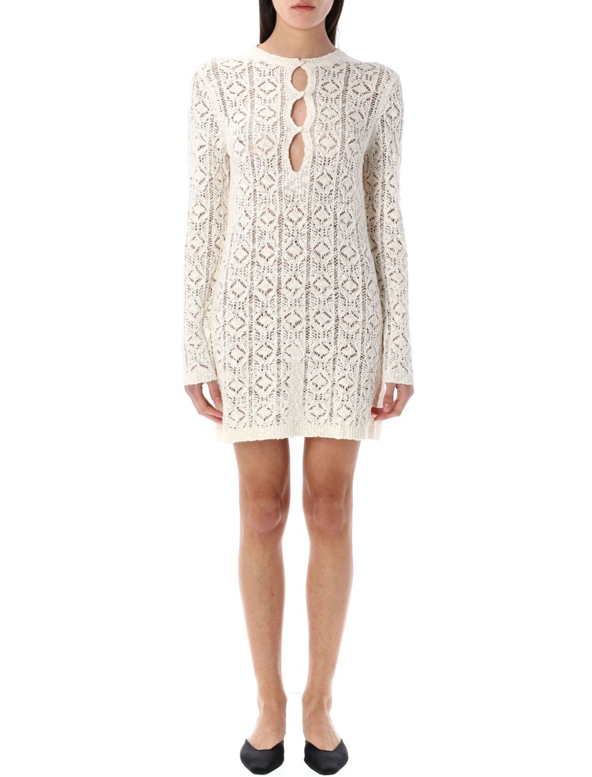 Shop Loulou Studio Evan Crochet Mini Dress In Neutrals