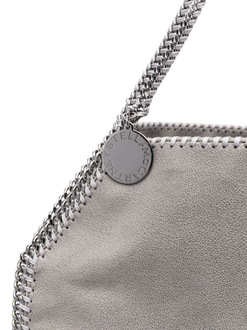 Stella Mccartney Textured Grey Handbag With Chain Detail In Grey