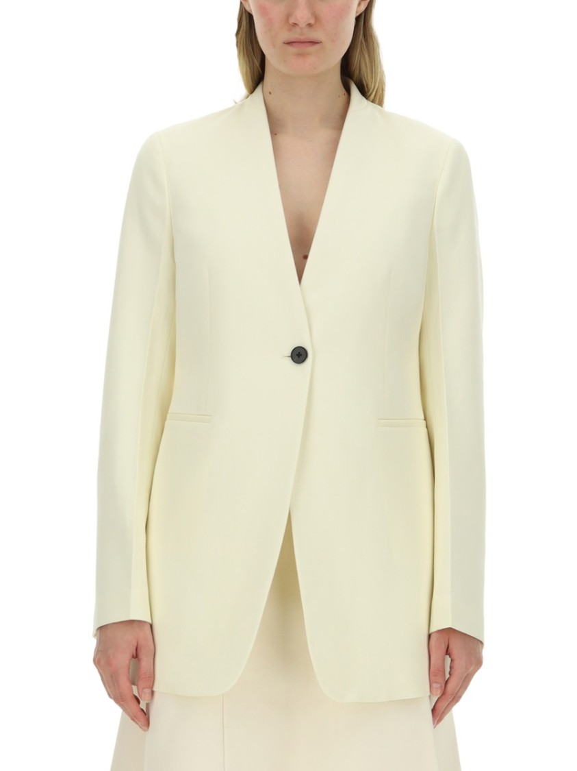 Jil Sander Tailored Blazer Front Pockets In Neutrals