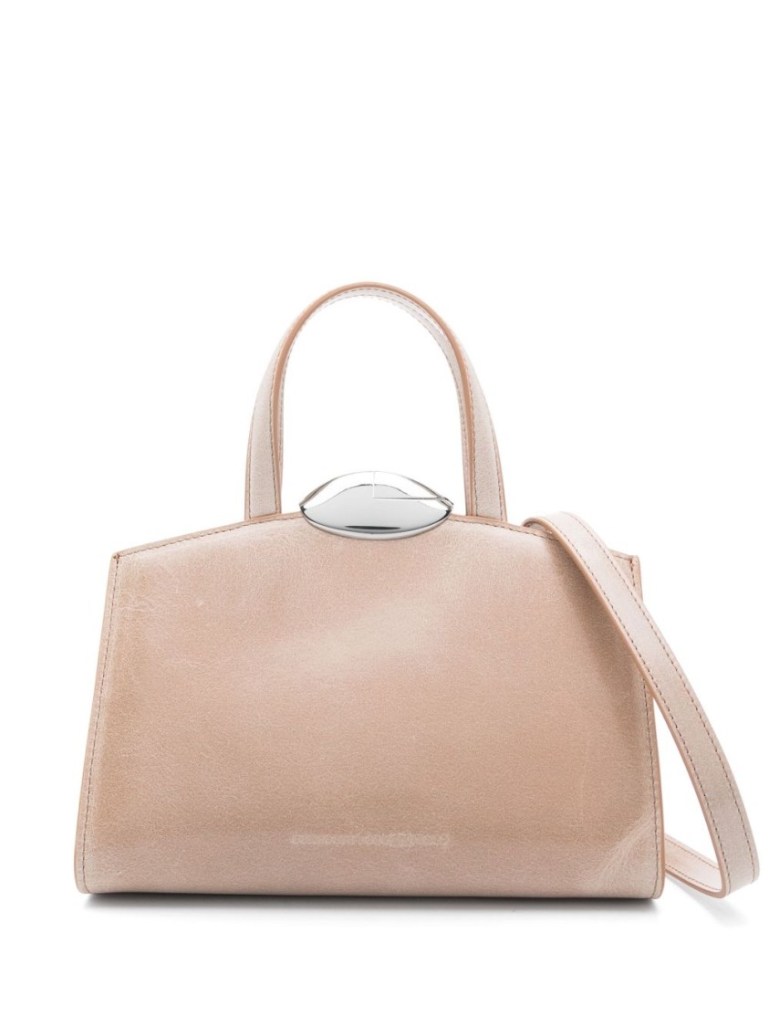 BENEDETTA BRUZZICHES BENEDETTA BRUZZICHES BEIGE SHOULDER BAG WITH METALLIC CLASP